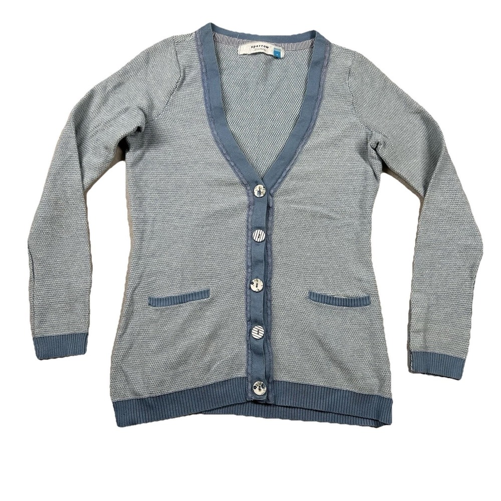 Sparrow Cardigan Sweater Womens Small Anthropologie Retro Knit Teacher Grandpa